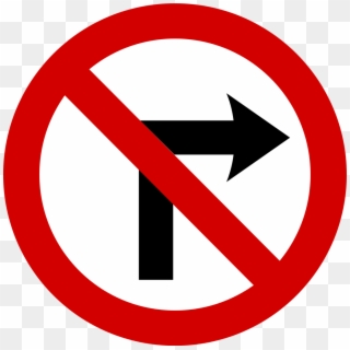 No Right Turn Traffic Sign - No Turn Right Sign, HD Png Download