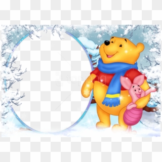 Free Png Winnie The Pooh Winter Holidayframe Background - Frame Clipart Transparent Winter, Png Download
