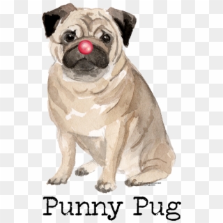 Adorable Pug With Red Nose Soft Short Sleeve Tee - Pug, HD Png Download
