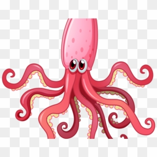 Marine Life Clipart Pink Octopus - Cartoon Squid Transparent Background, HD Png Download