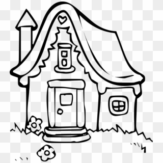 Drawing House Coloring Book Line Art Cottage - Drawing Cartoon Houses Greatest Line Drawing, HD Png Download