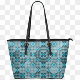 Neon Blue Flowers And White Grid Unique Geometric Pattern - Tote Bag, HD Png Download