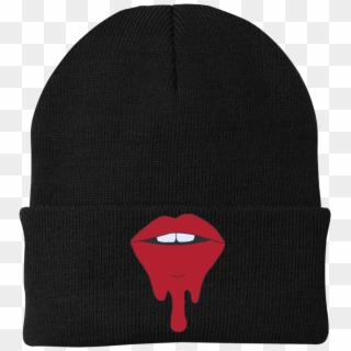 Dripping Lips Beanie With Embroidered Lips Lips, Red - Beanie, HD Png Download