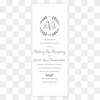 Monogram Wreath \\ Folded Wedding Program Gilm Press - Monograms, HD Png Download