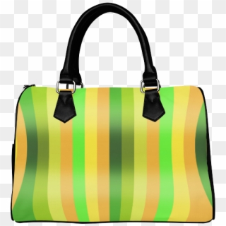 Funny Crazy Green Orange Yellow Stripes Design Boston - Handbag, HD Png Download