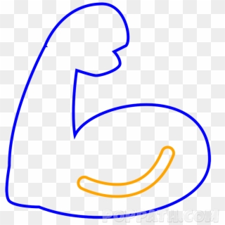 Now Draw A Curved Line At The Bottom Of The Oval Shape, - Black And White Muscle Emoji Png, Transparent Png