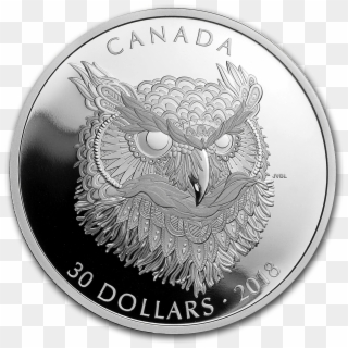 Buy 2018 Canada $30 Silver Zentangle Art - Silver, HD Png Download
