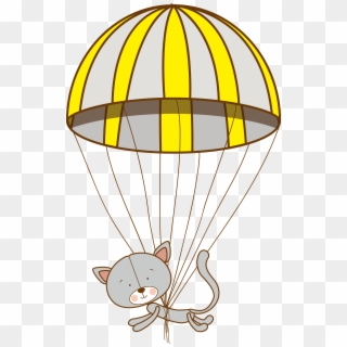 Animation Illustration Kitten Parachute Transprent - Cartoon, HD Png Download