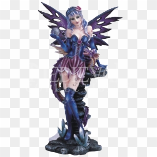 Blue Fairy With Purple Dragon Statue - Figurine, HD Png Download