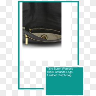 Tory Burch Womens Black Amanda Logo Leather Clutch - Leather, HD Png Download