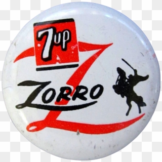 Disney Zorro Button With 7-up Logo, - Zorro, HD Png Download