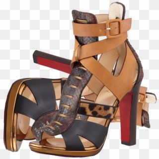 Christian Louboutin Keny Mixed-media Red Sole Gladiator - Basic Pump, HD Png Download