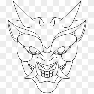 Oni Mask Drawing - Oni Mask Template, HD Png Download