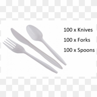 White Disposable Plastic Knives/forks/dessert Spoons - Wood, HD Png Download