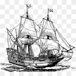 Related Image Inktober Travel Pinterest Sailing Ships - Pirate Ship Black And White, HD Png Download