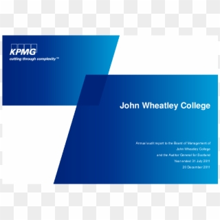 John Wheatley College Annual Audit 2010/11 - Kpmg Presentation Template, HD Png Download