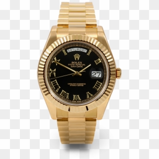Rolex Men's 18 K Yellow Gold Day Date President 2 With - Yellow Gold Day Date Black Face, HD Png Download