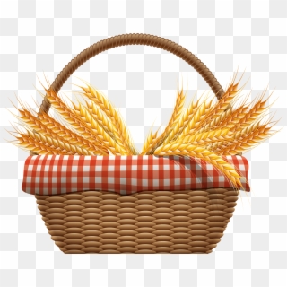 Autumn Basket With Wheat Png Clip Art Image - Wheat Basket Png, Transparent Png