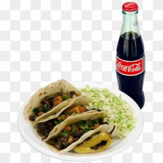 3 Carne Asada Tacos Any Drink - Coca Cola, HD Png Download