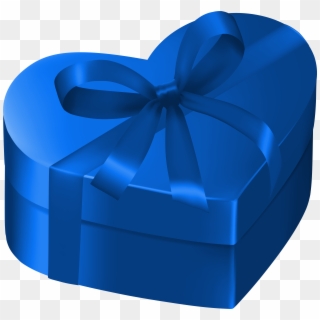 Blue Heart Gift Box Png Clipart Image - Blue Gift Clipart Png, Transparent Png