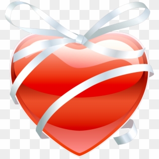 Red Heart With Ribbon - Vector, HD Png Download