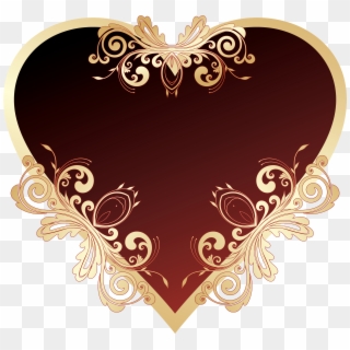 Dark Red Heart With Decorations Png Picture Clipart - Heart Dark Red, Transparent Png