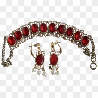 Vintage Gp Bohemian Style Ruby Paste Gem Bracelet And - Ruby, HD Png Download