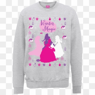 Disney Princess Christmas Princess Silhouettes Grey - Disney Princess Christmas Shirt, HD Png Download