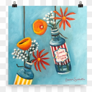 Art Print Sweet Summer Time Bottles & Blooms Series - Illustration, HD Png Download