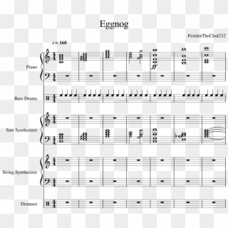 Eggnog Sheet Music For Piano, Percussion, Synthesizer, - Sheet Music, HD Png Download