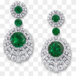 Emerald And Diamond Peacock Earrings - Earrings, HD Png Download