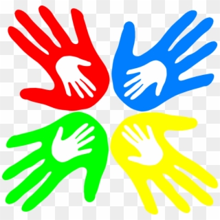Four Colored Hands 45 Degree Svg Clip Arts 600 X 581 - Clip Art Colorful Hands, HD Png Download