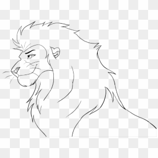 Drawn Lion Male Lion - Lion Head Coloring Page, HD Png Download
