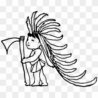 Child Drawing Native Americans In The United States - Native American People Drawing, HD Png Download