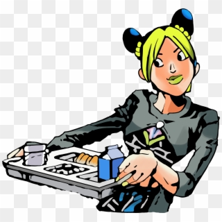 Part 6jolyne Holding A Tray But It's Recreated In High - Jolyne With Food Tray, HD Png Download