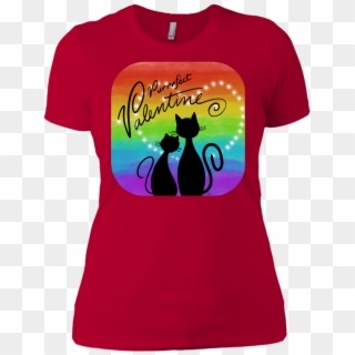Purrrfect Valentine Rainbow And Stars Ladies' Boyfriend - Active Shirt, HD Png Download