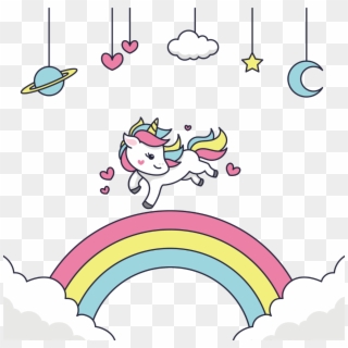 #ftestickers #unicorn #rainbow #stars #cute - Unicorn Cartoon Png, Transparent Png