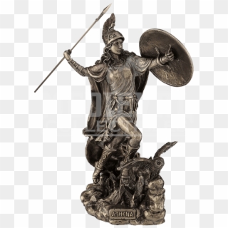 Athena Throwing Javelin With Owl Of Wisdom - Athena Goddess Of War Statue, HD Png Download