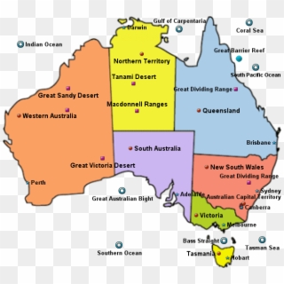 Additional Maps For The Region - Australia With States, HD Png Download