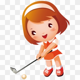 Girl Clip Art Playing Transprent Png Free Ⓒ - Cartoon Girl Playing Golf, Transparent Png