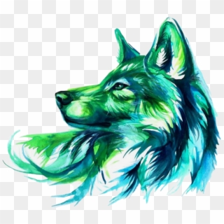 #green #blue #wolf #freetoedit - Green And Blue Wolf, HD Png Download