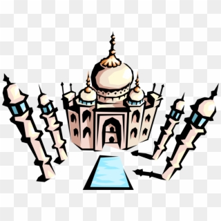 Vector Illustration Of Taj Mahal Marble Mausoleum On - Illustration, HD Png Download