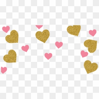 Pink And Gold Heart Confetti - Hearts Confetti Png, Transparent Png