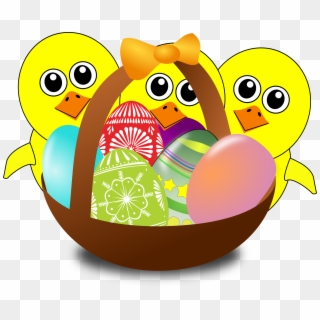 Funny Chicks Cartoon With Easter Eggs In A Basket By - Cartoon Easter Lamb Transparent, HD Png Download