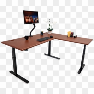 L Shaped Standing Desk Reviews Round Up - Pure Black Arozzi Arena Gaming Desk, HD Png Download
