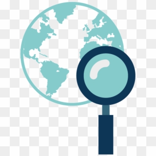 Globe And Magnifying Glass Icon For Worldwide Patent - World Map, HD Png Download