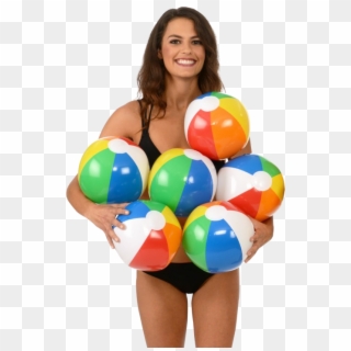 Download Young Woman Holding Beach Ball Png Image - Woman In The Beach Png, Transparent Png