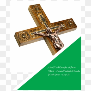 Nice Wall Crucifix Of Jesus Christ Carved Catholic - Crucifix, HD Png Download
