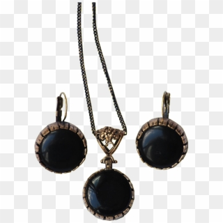 Earring And Neckless Set Of Bronze With Onyx - Locket, HD Png Download