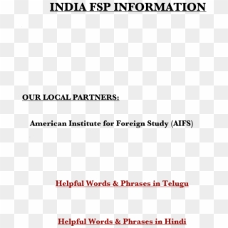 India Fsp Information What To Pack Pre Departure Information - Disease, HD Png Download